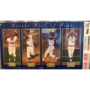 Vintage Atlanta Braves Hall Of Fame Poster Featuring Spahn Matthews Aaron Niekro